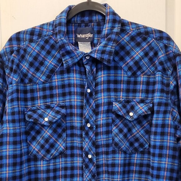 Vintage Wrangler Pearl Button Western Cowboy Flannel - XL/XXL - Picture 4 of 6